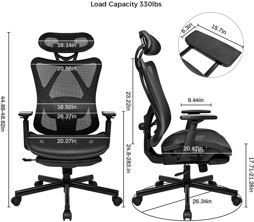 BASETBL F011 Ergonomic Mesh Chair with Footrest