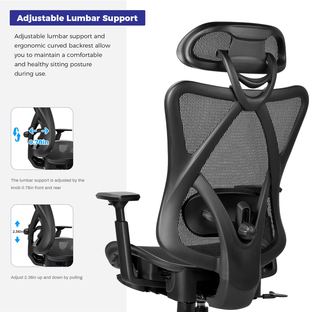 BASETBL F011 Ergonomic Mesh Chair with Footrest