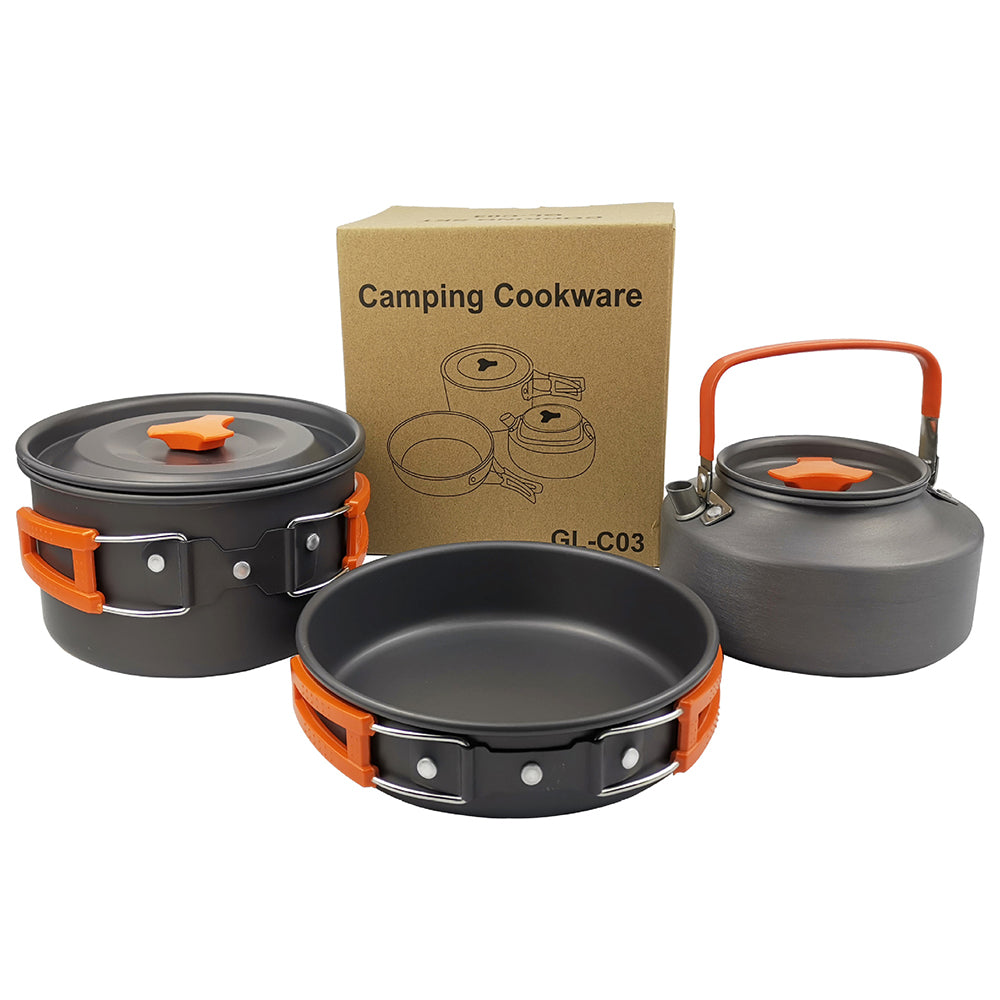 Portable Camping Cookware Set Three-piece Kettle Pot