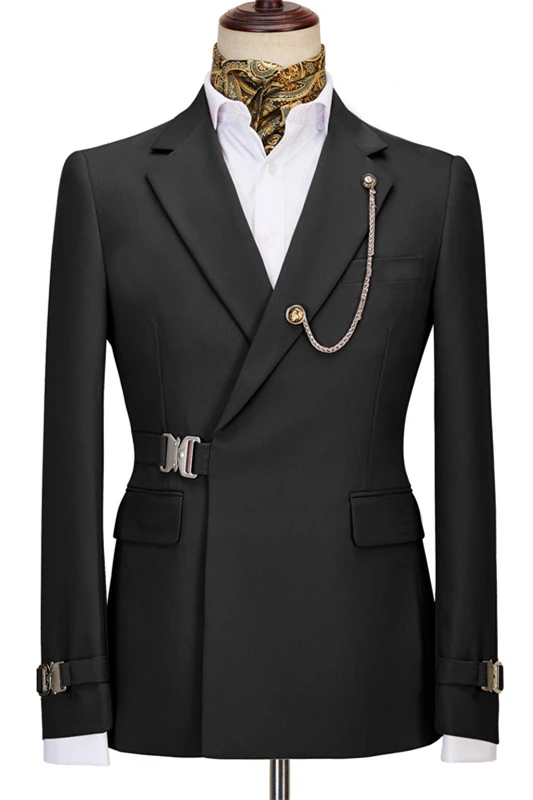 Elegant Black 3-Piece Notched Lapel Men's Prom Suit