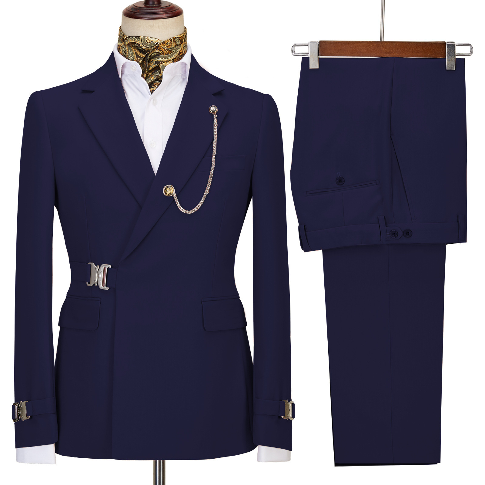 Mortimer Chic Navy Blue Naotched Lapel Men Suits For Prom