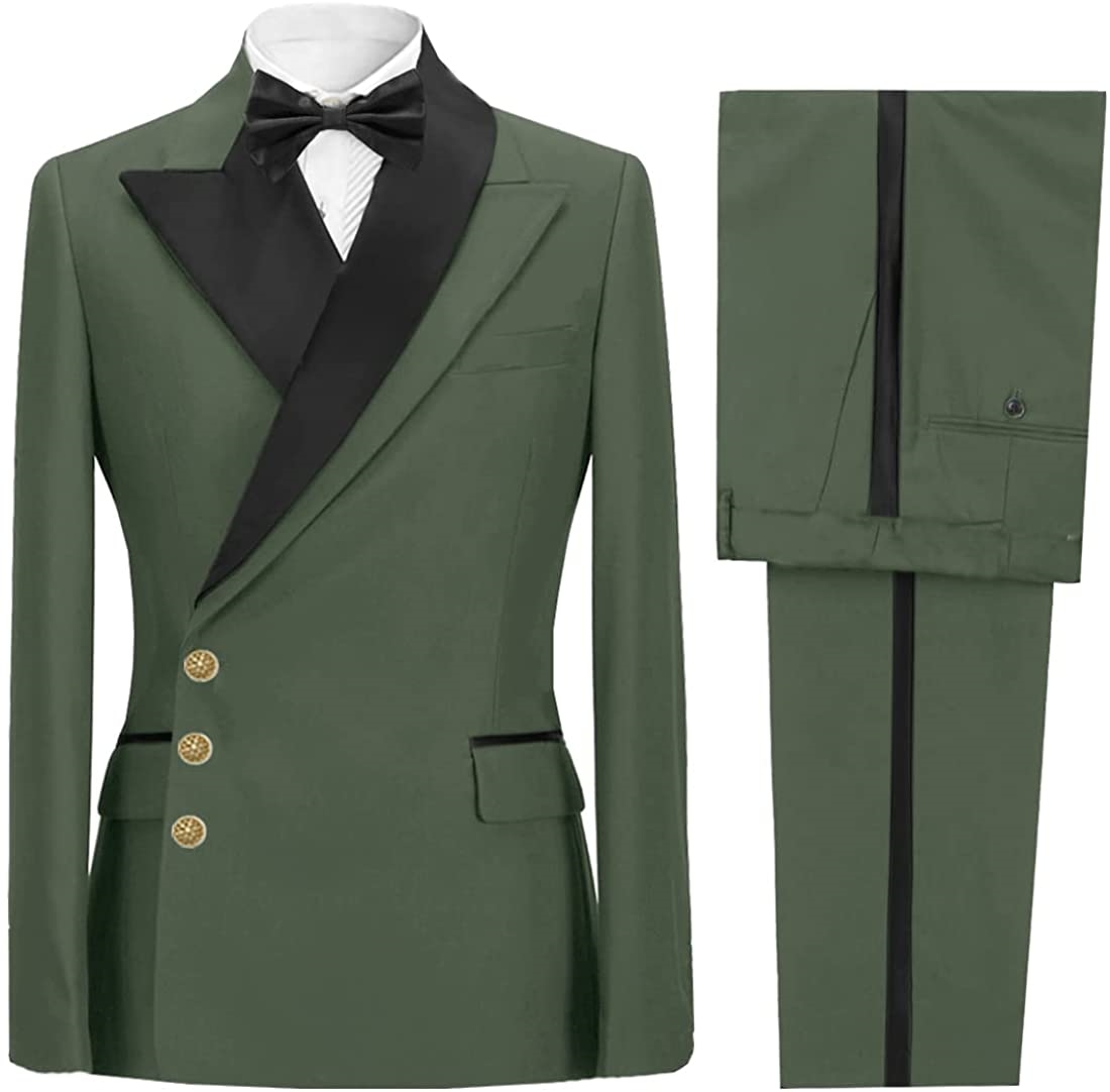 Amber Fashion Green Peaked Lapel Prom Suits For Men