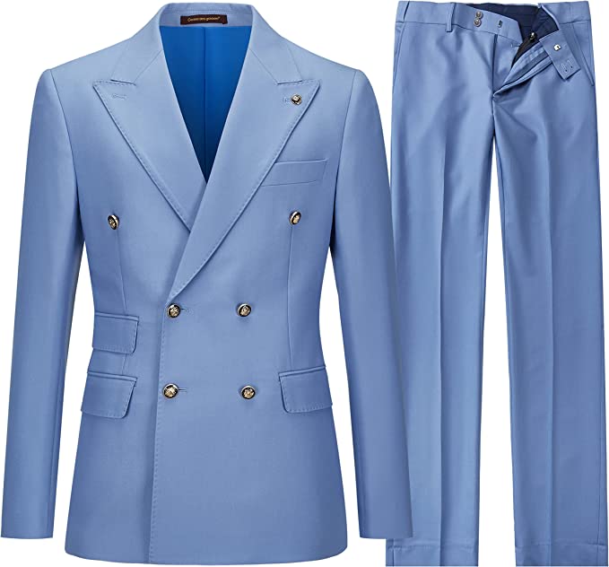 Navy Blue Peaked Lapel Prom Suit for Men Two Buttons Men Suit Online