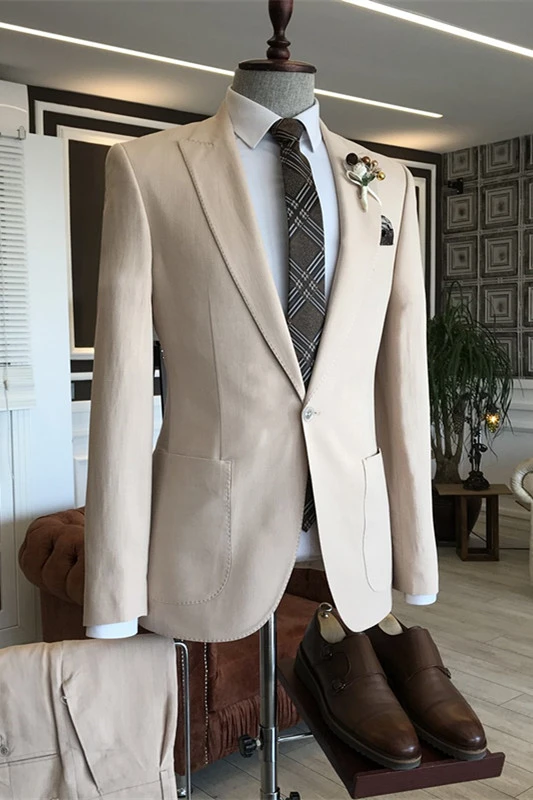 David's Stylish One-Button Dark Burgundy Peaked Lapel Prince Suit for Prom main image 1