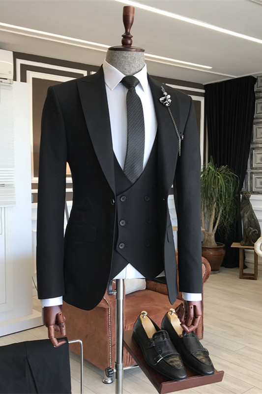 Amazing Black Bespoke Men Suit Three-Piece Notch Lapel Formal Business Suits main image 0