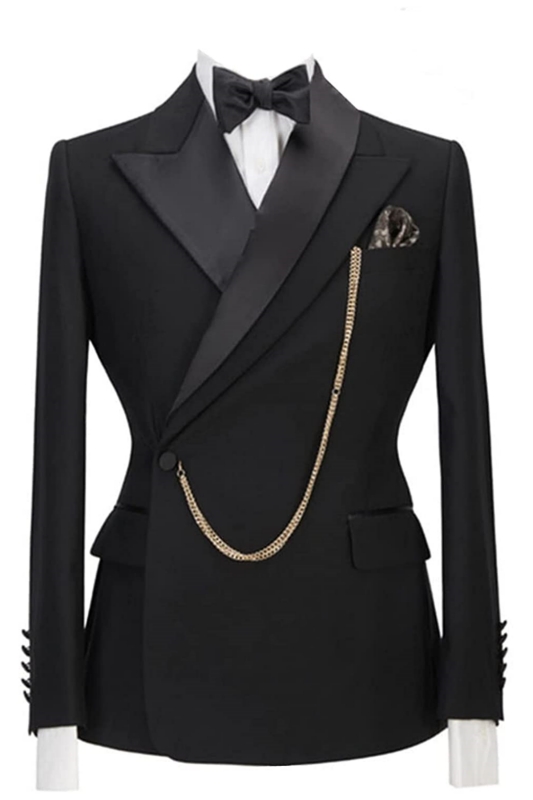 Sparkly Black Peak Lapel 2 Piece Women's Prom Suit main image 1