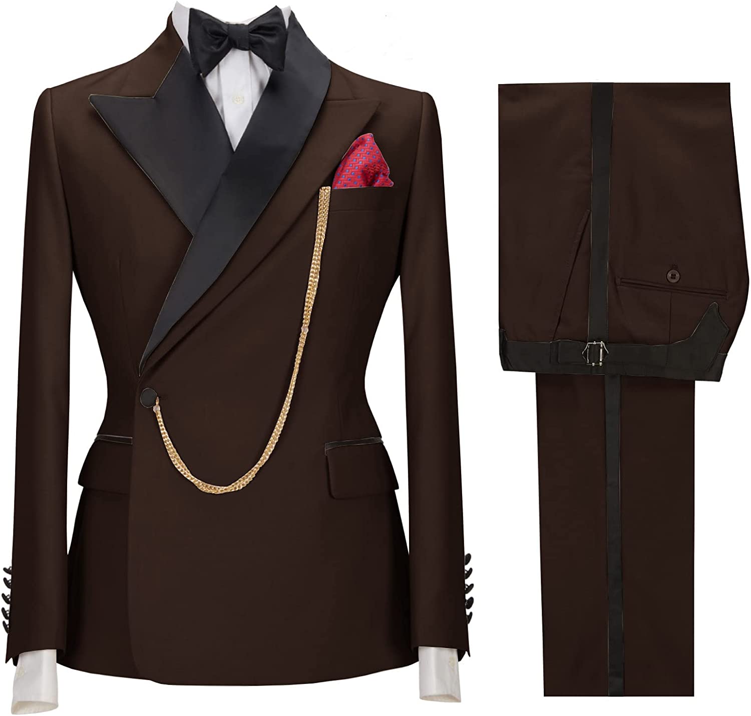 Two Buttons Navy Blue Party Prom Suit with Peaked Lapel for Men main image 1