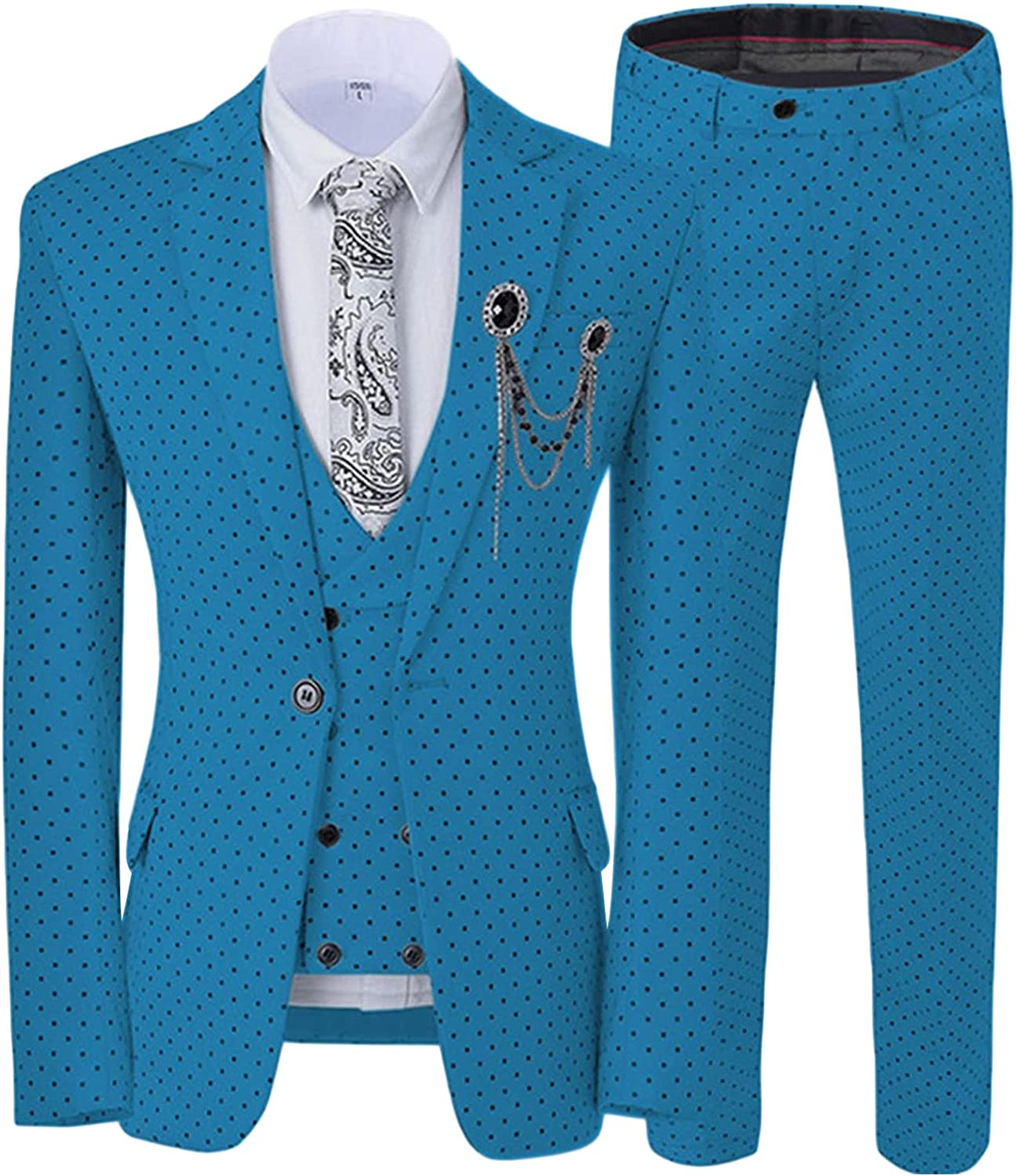 Purple Notched Lapel 3 Piece One Button Men's Suits