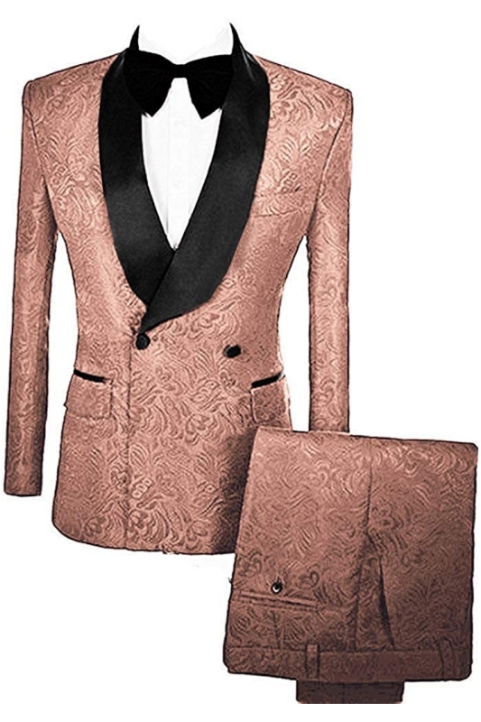 Morden Pink Morning Suit Wedding Black Satin Lapel With Jacquard main image 1