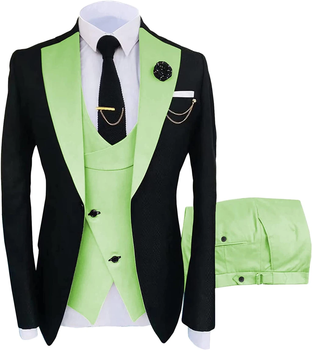 Ogden Light Green Shawl Lapel Three Pieces Slim Fit Prom Suits