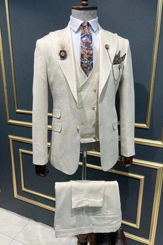 Amazing Brown One Button Peaked Lapel Mens Prom Suits main image 1