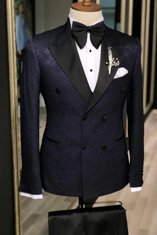 Sparkly Black Peak Lapel 2 Piece Women's Prom Suit