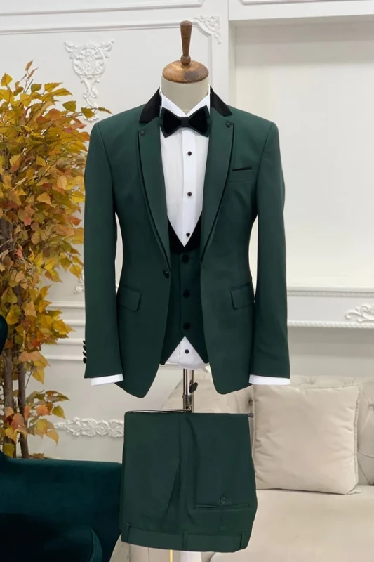 Alexander Green Notched Lapel Formal Party Prom Suit - Stylish Groomsmen Tuxedos main image 1