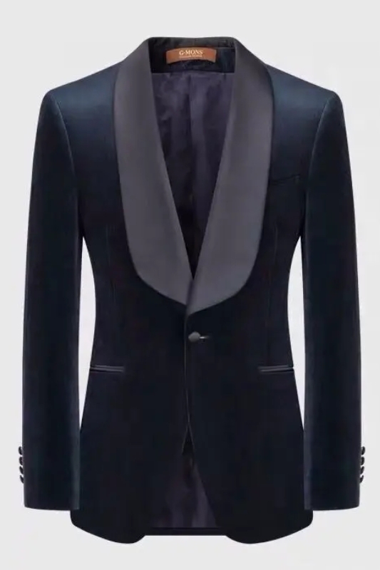 Classic Short Fit Navy Blue Shawl Lapel with One Button - 3 Pieces