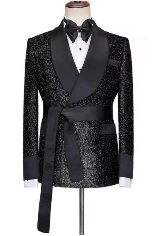 2 Piece Black Shawl Lapel Groomsmen Suit - New Arrival