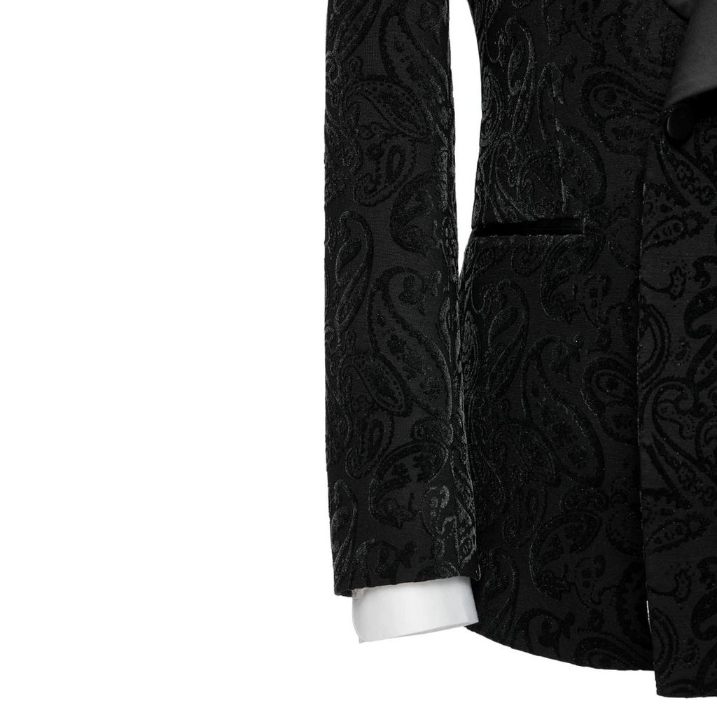 Luxury Black Jacquard Shawl Lapel Wedding Suit For Men
