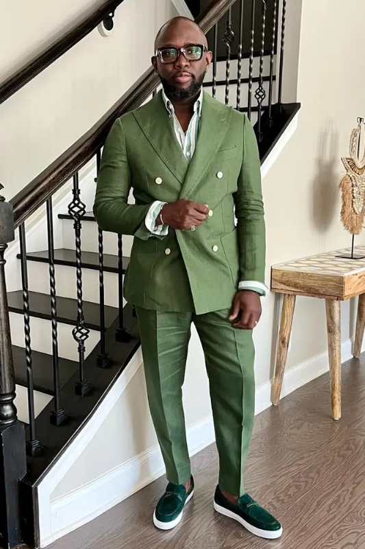 Alva Green Cool Best Fitted Peaked Lapel Formal Men Suits