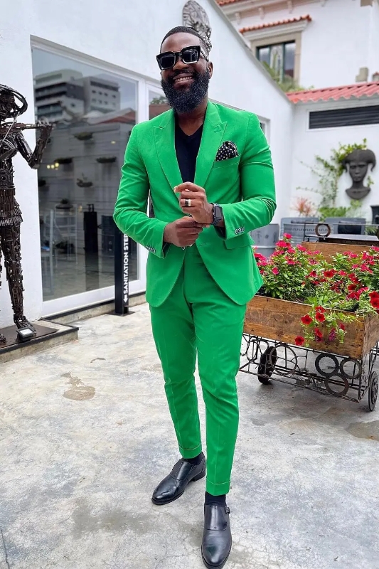 Abraham Chic New Arrival Green Single Breasted Prom Suits For Men