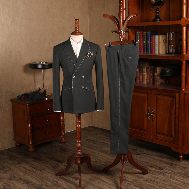Brown Herringbone Notched Lapel Prom Suit main image 1