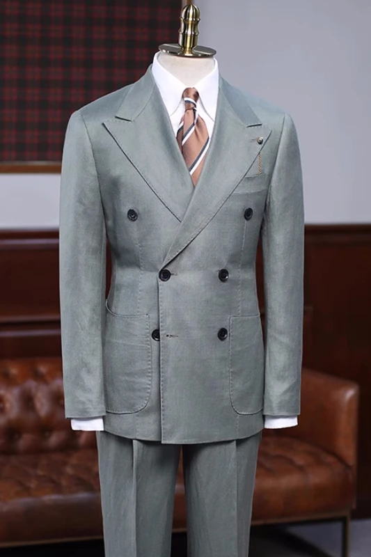 Jade Peaked Lapel Bespoke Party Prom Suit for Men by Elegantv main image 0