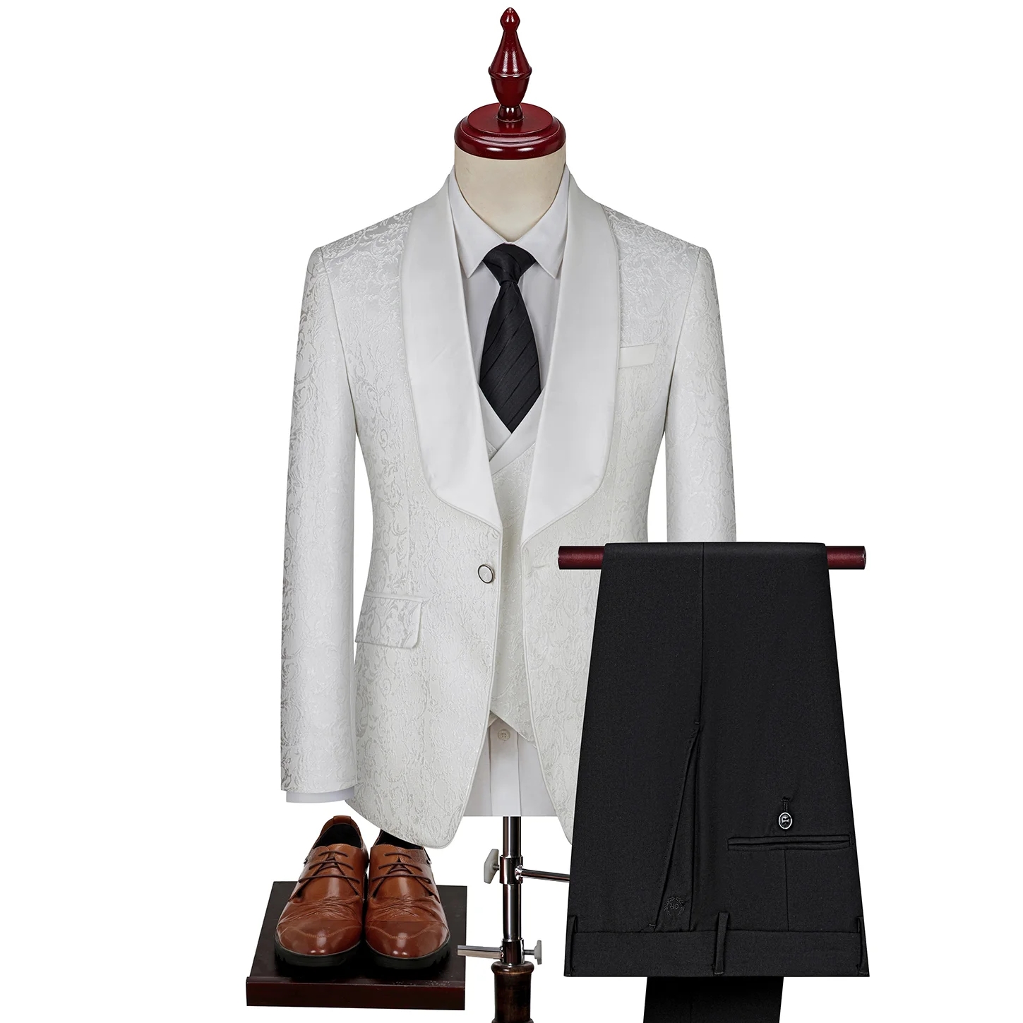 New Fashion White Shawl Lapel Slim Fit Wedding Suit main image 0