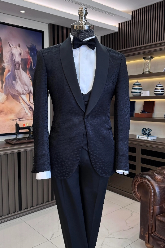 Men's Shawl Lapel Black Suit