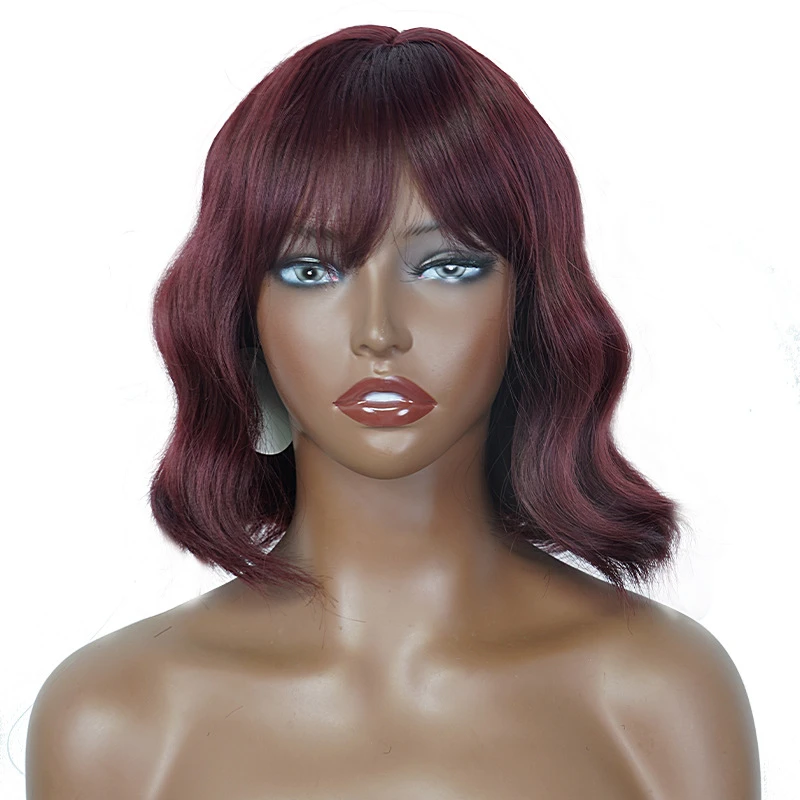 Popular Synthetic Wig with Water Wave Bob Cut and Short Curly Hair Headpiece For Women