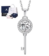 key necklace for heart moissanite stone