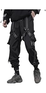 XYXIONGMAO Men&#39;s Techwear Clothing Hip Hop Pants Black Streetwear Gothic Sweatpants Tactical Carg...