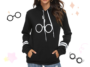 Black hoodie sweatshirts for teenagers girls women casual harry fans