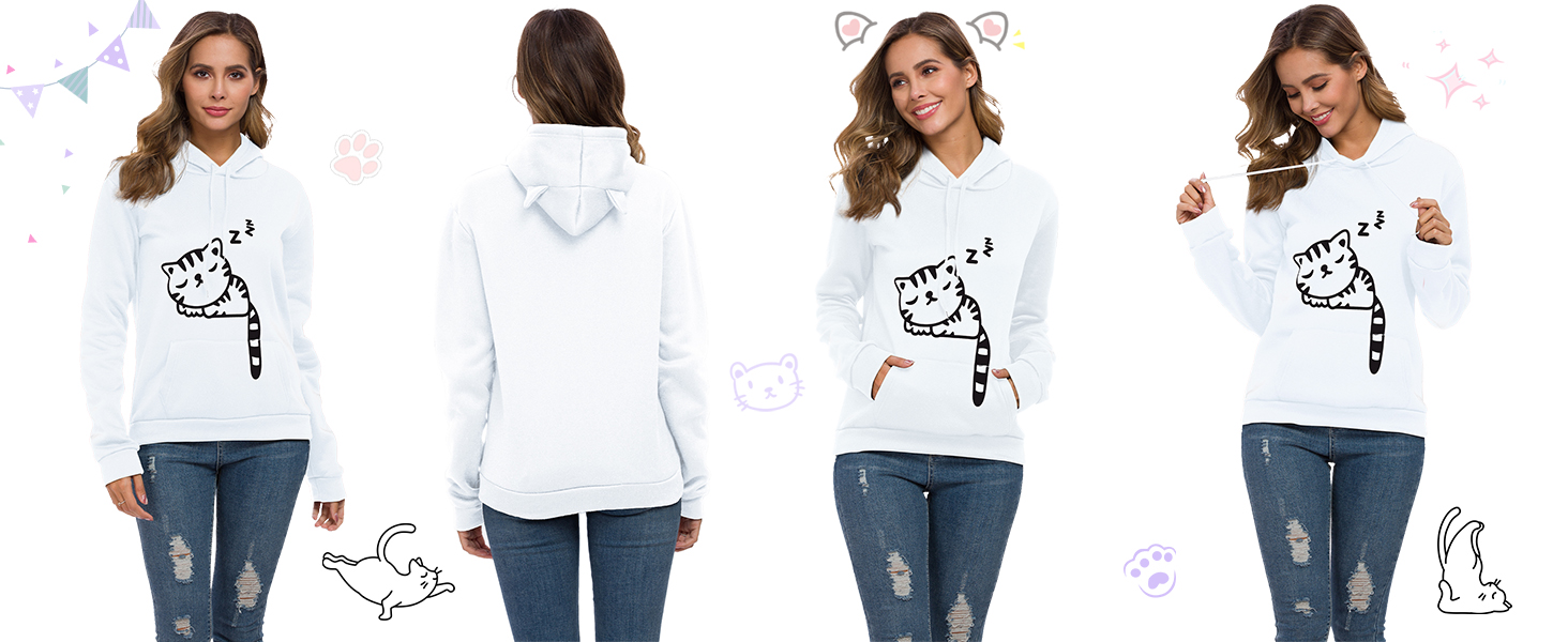 girls cat hoodie for halloween christmas gifts