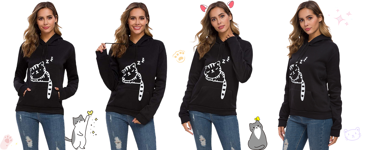 cat sweatshirt hoodies for teenagers girls