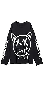 Gothic round neck women&#39;s pullover smiley face