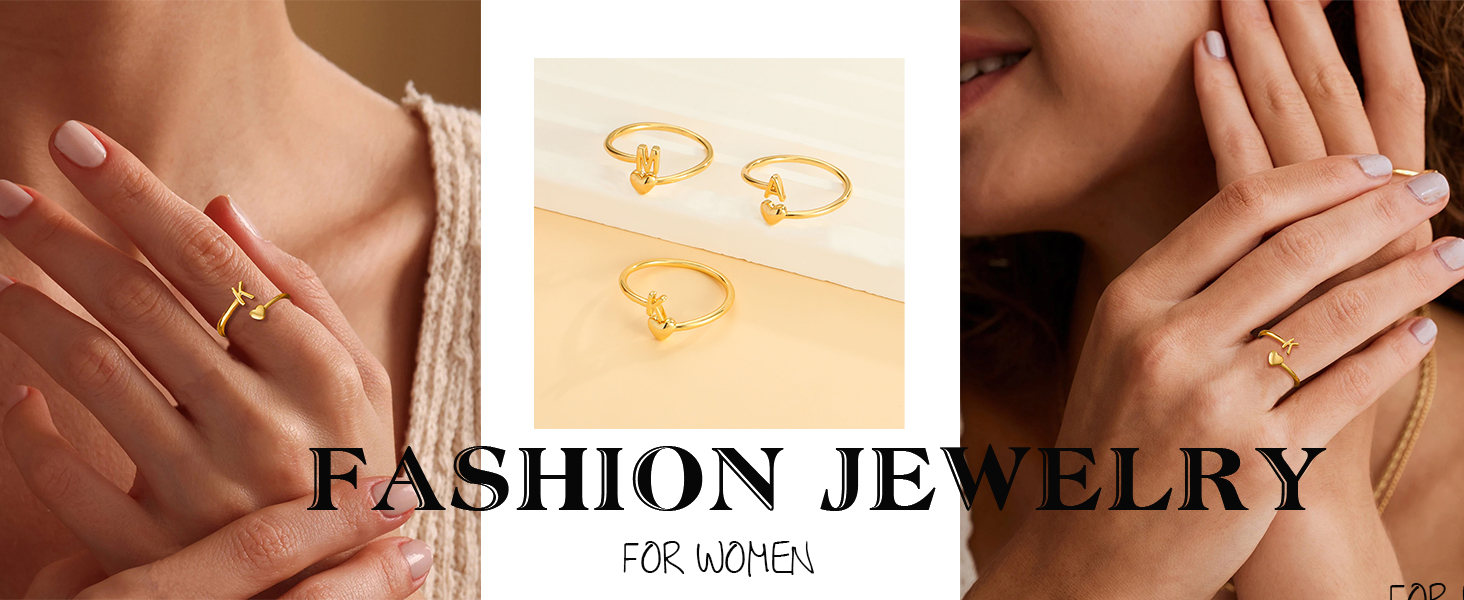 Gold Initial Rings for Women