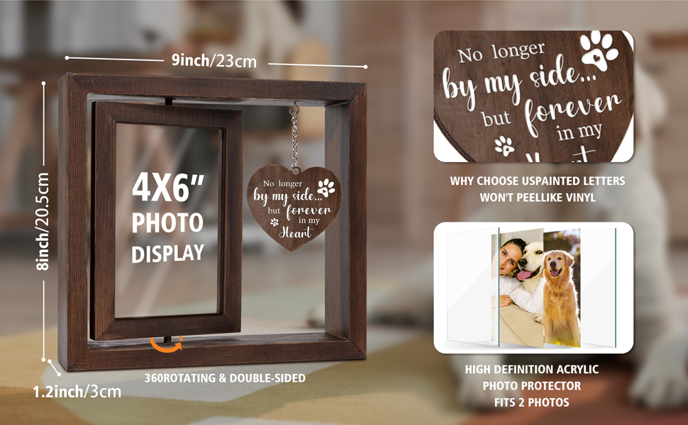 The frame is made of MDF with a dark brown rustic wood texture and acrylic display dividers